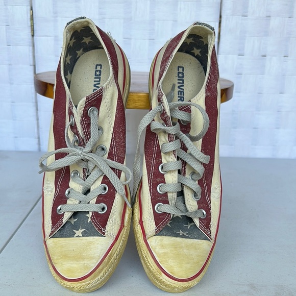 Rare Converse Distressed Aged Look Patriotic Sneakers Mens Size 8 Sz 9.5 Womens - Picture 8 of 8